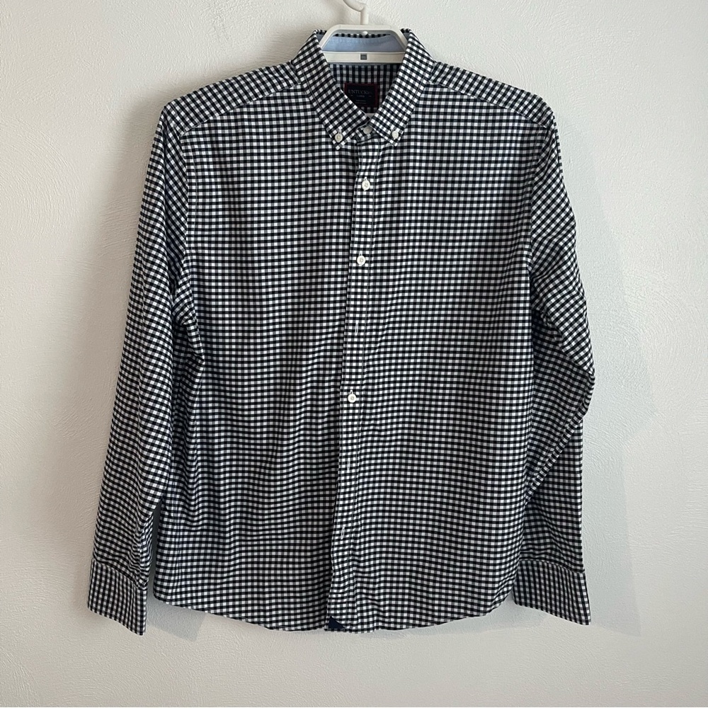 UNTUCKIT central otago check plaid shirt blue and white NWOT size large